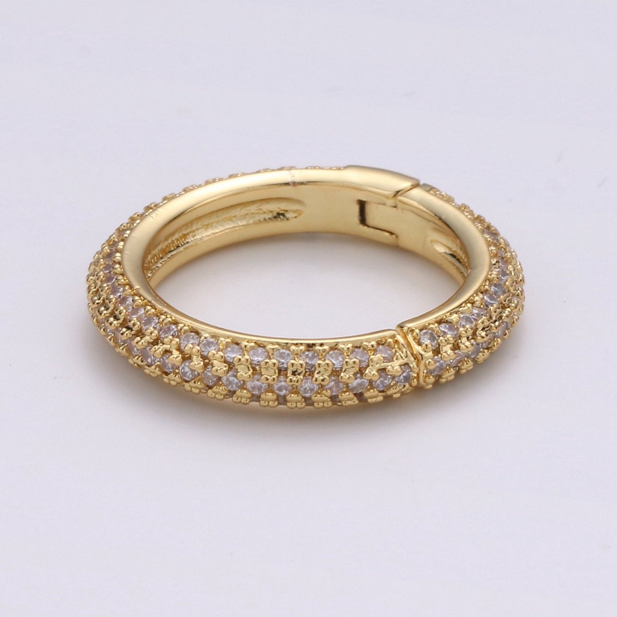 20mm Gold Micro Pave Spring Buckle Metal Snap Clasp Spring gate ring, Trigger Round Ring, Push Snap Hook for Jewelry Fashion Supply K-904 - K-907 - DLUXCA
