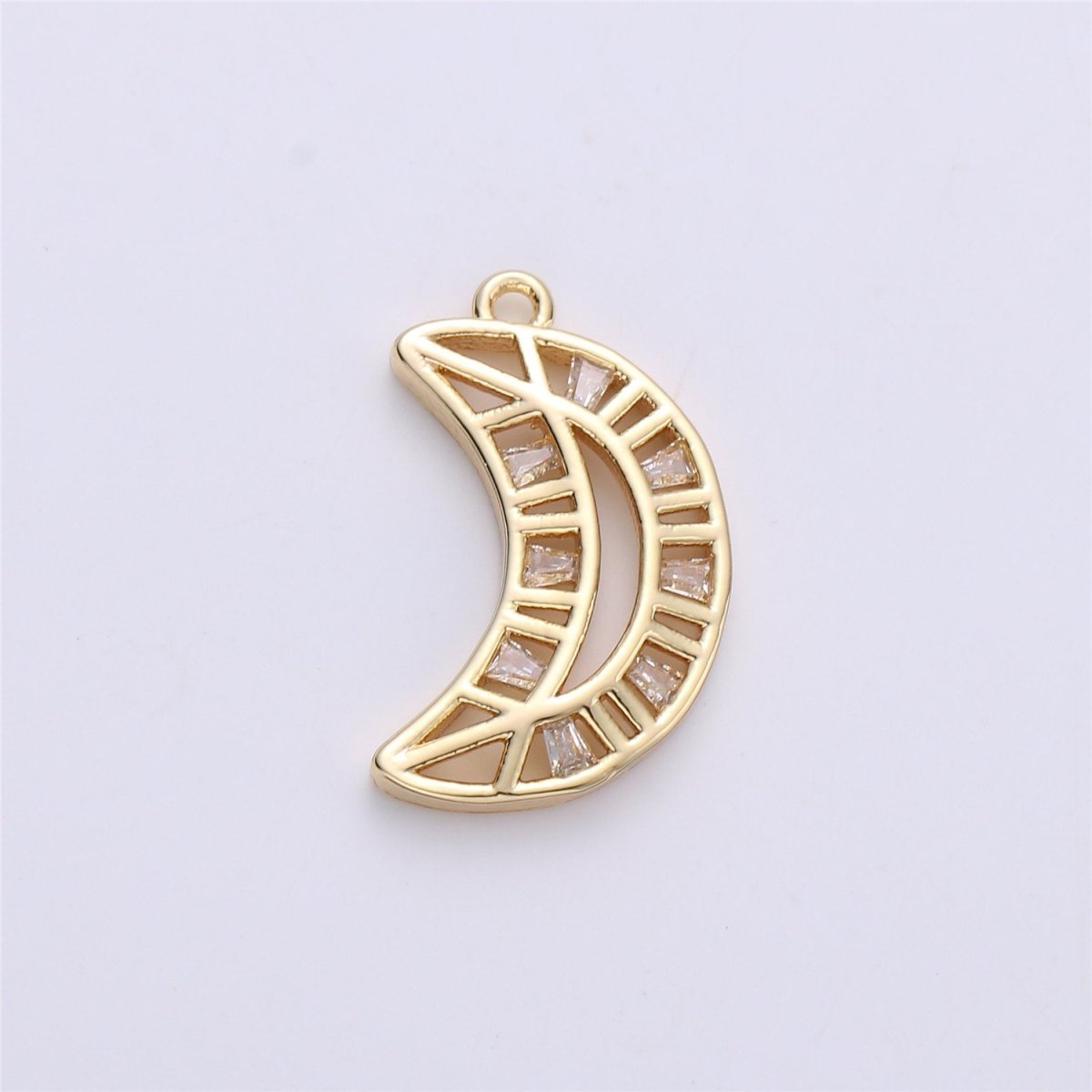20mm Gold Moon Charm Cubic Pendant Gold filled Dainty Moon Origami Charm for Necklace Earring charmC-614 - DLUXCA