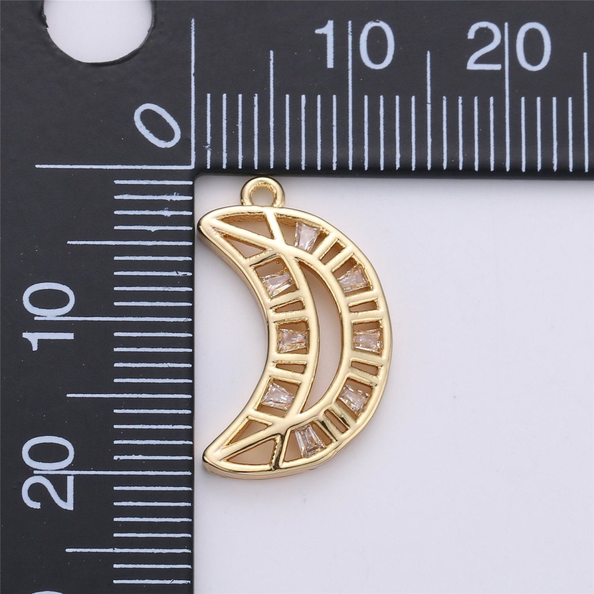 20mm Gold Moon Charm Cubic Pendant Gold filled Dainty Moon Origami Charm for Necklace Earring charmC-614 - DLUXCA