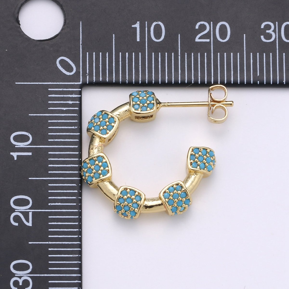 20mm hoop earrings, Gold hoop earrings, Chunky hoops, minimalist hoop earrings, cz earrings Black Blue Clear Turquoise Earring Q-106 - Q-110 Q-112 - DLUXCA