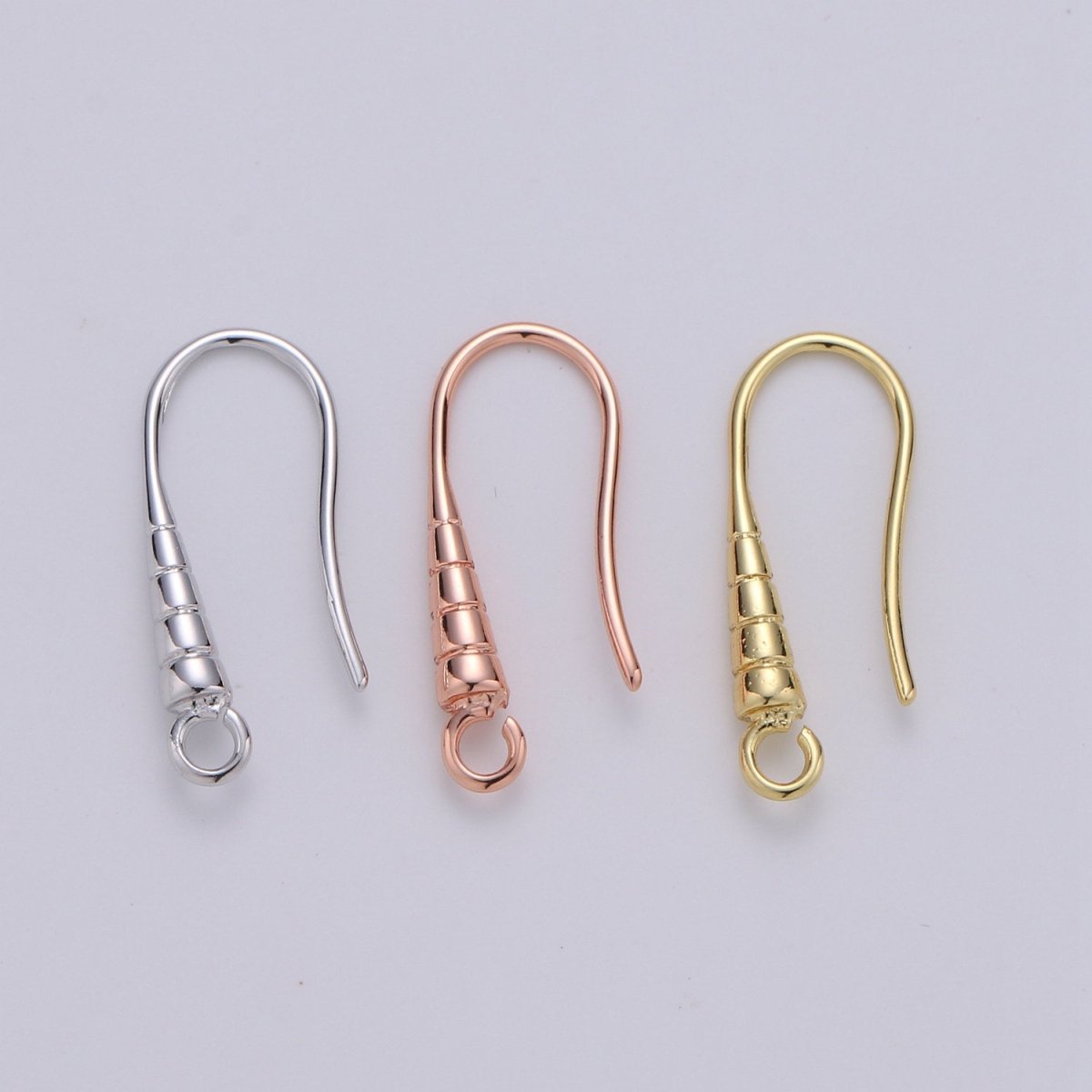 20mm Line Textured French Hook Earrings Open Loop Supply in Gold, Silver, Rose Gold K-687 - K-689 - DLUXCA