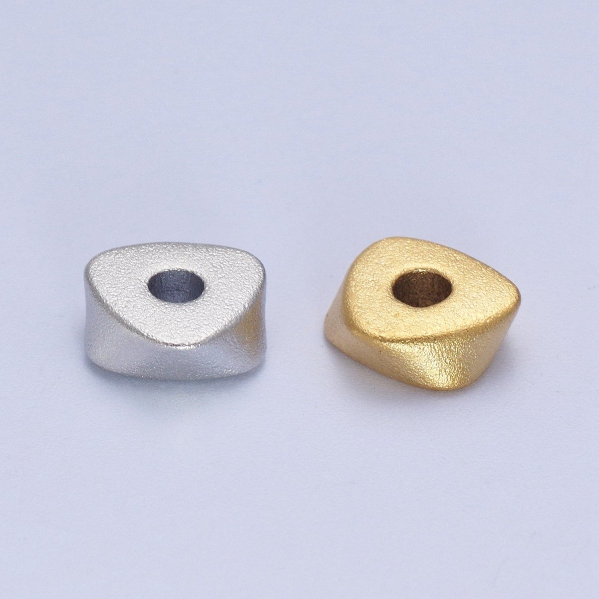 20pcs 24K Gold Filled 20 Pieces 7.8mm Geometric Triangle Matte Bead in Gold & Silver | K-303 K-304 - DLUXCA
