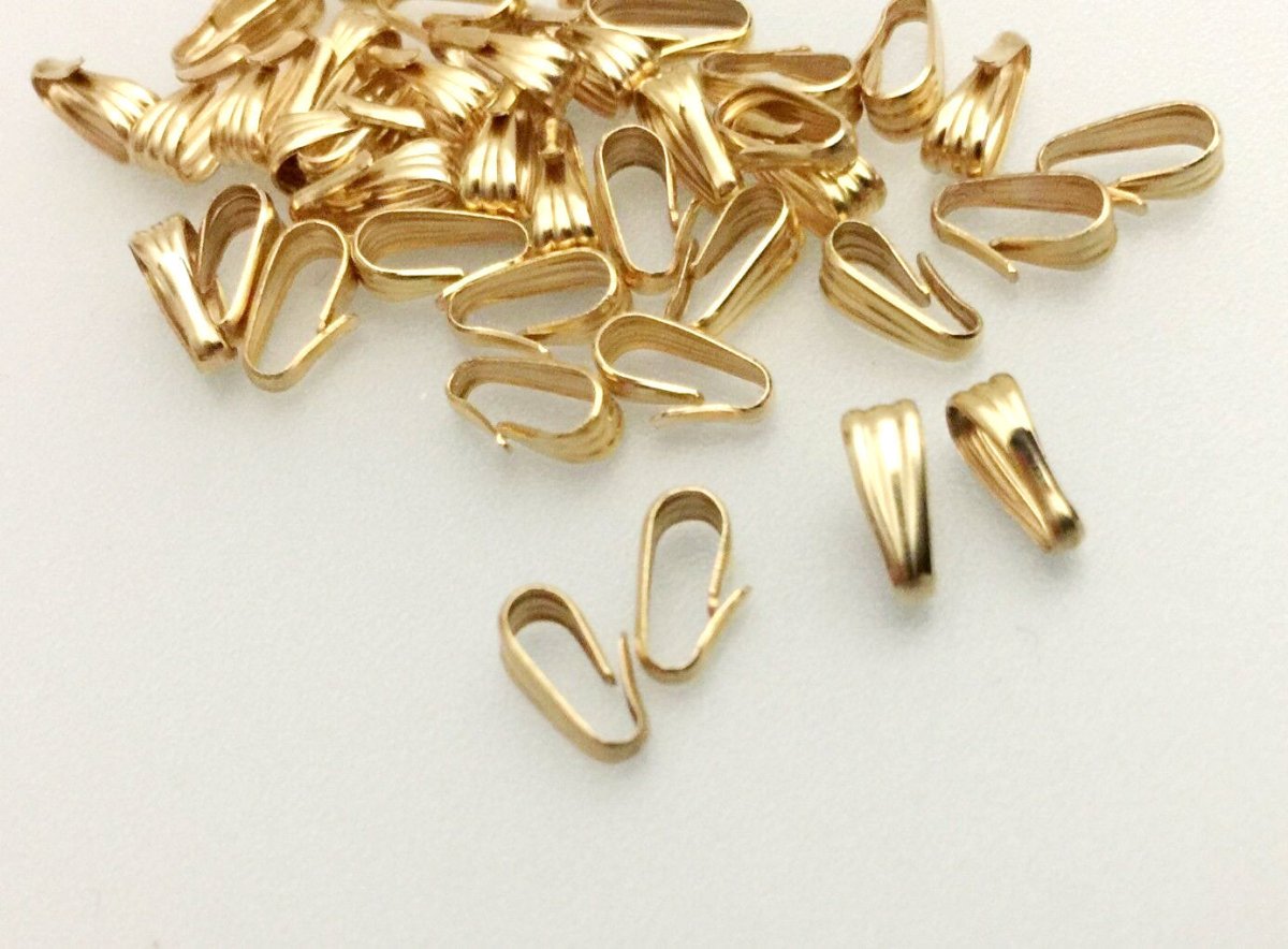 20x Snap-on Bail Gold Filled for Pendant Charm Necklace Component, Gold Filled Finding Bail Supply 7.5mmx2.5 mm - DLUXCA