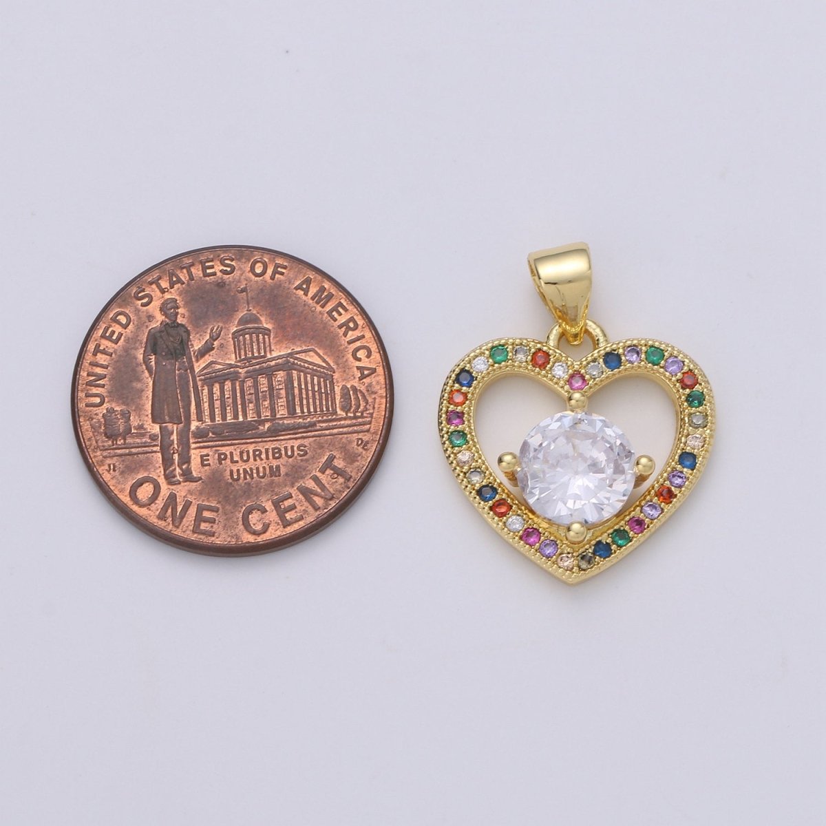 20X16mm 24k Gold Filled Heart Charms, Love Pendant, Dainty Multi Color Cz Heart Charm for Minimalist Bracelet Earring Necklace supply I-911 - DLUXCA