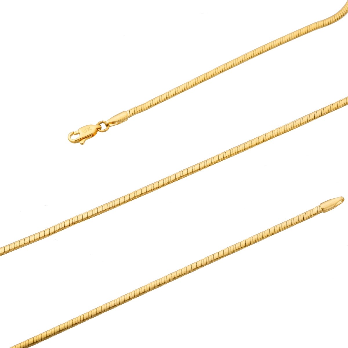21.6 inches Omega Finished Necklace For Jewelry Making, 24K Gold Plated Chain Necklace, Dainty 2.3mm Omega Necklace w/ Lobster Clasps | CN-198 Clearance Pricing - DLUXCA