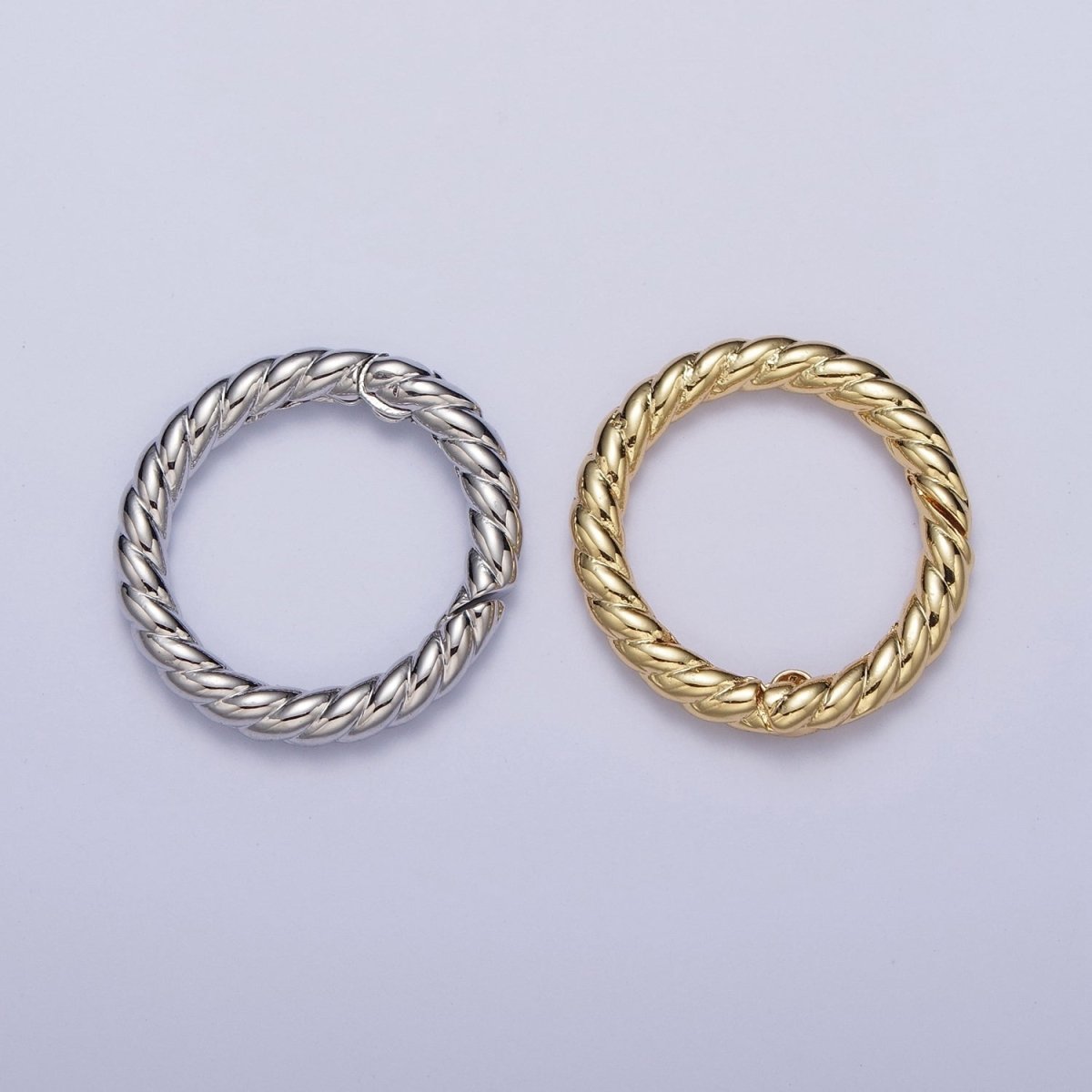 22.3mm Gold / Silver Braided Twist Spring Gate Ring Supply | K-128 K-240 - DLUXCA