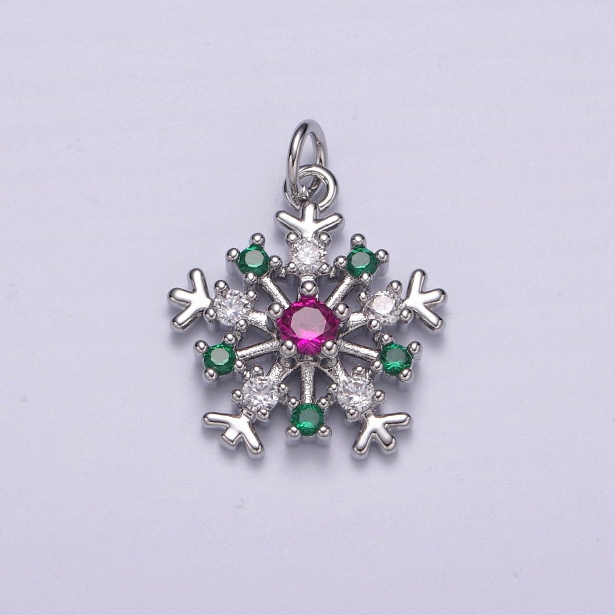 22.6x16.7mm Gold Filled Snowflake Pendant, Silver Charms , Micro Pave Snowflake , Cz Jewelry, Cubic Zirconia Winter Snow CharmC-304 C-305 - DLUXCA