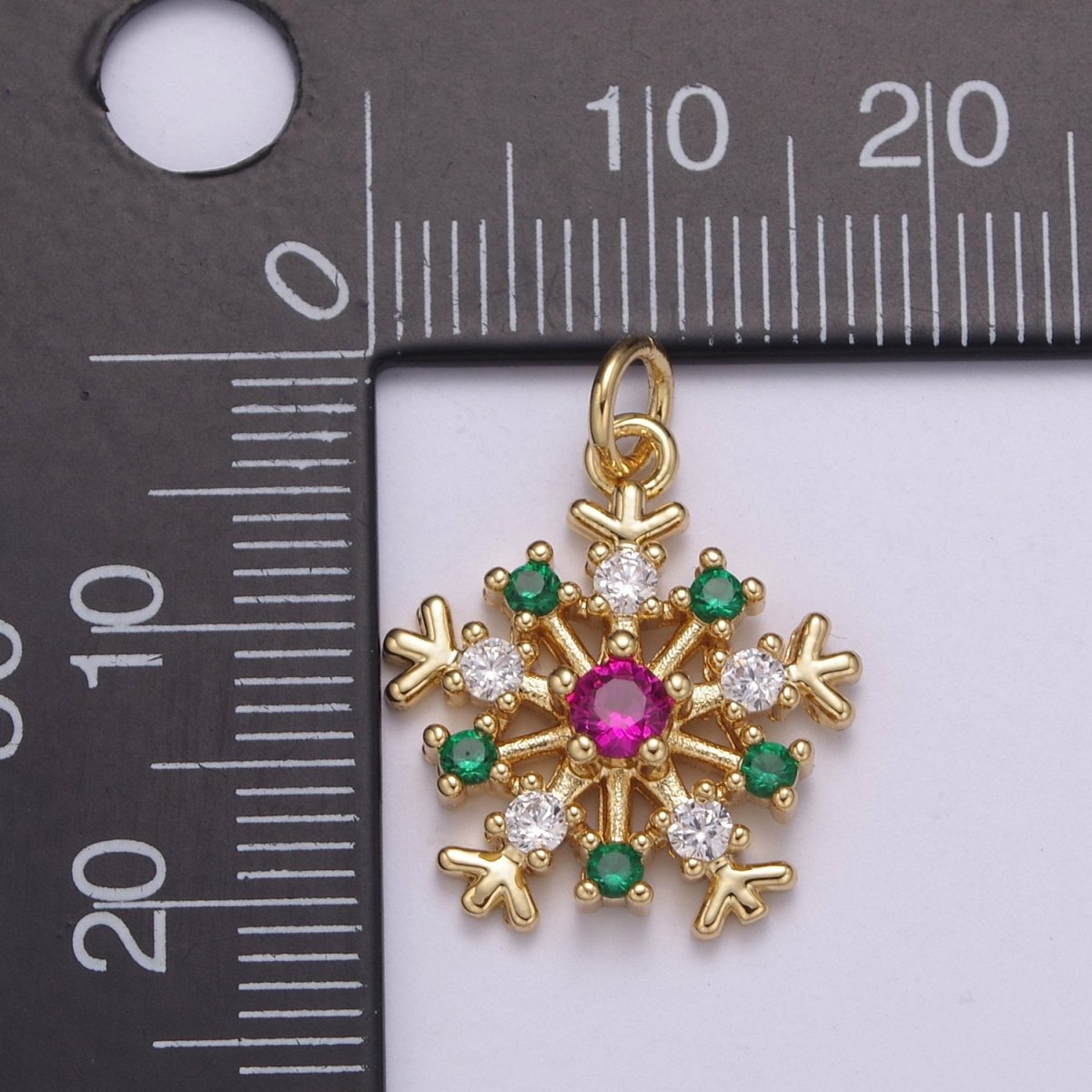 22.6x16.7mm Gold Filled Snowflake Pendant, Silver Charms , Micro Pave Snowflake , Cz Jewelry, Cubic Zirconia Winter Snow CharmC-304 C-305 - DLUXCA
