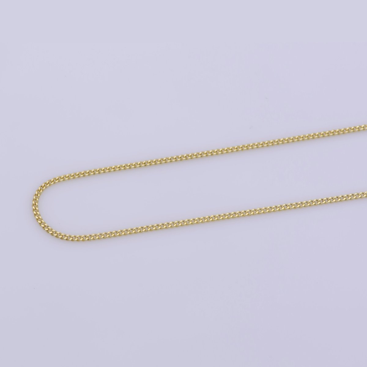 23.5" Curb Chain Necklace, 14K Gold Plated Finished Chain For Jewelry Making, Dainty 1.1mm Curb Necklace w/Spring Ring | CN-362 Clearance Pricing - DLUXCA