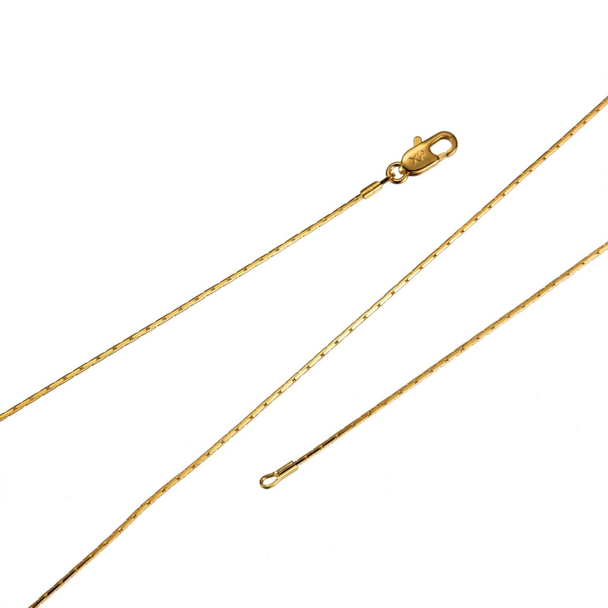 23.5 inch Boston Chain Necklace, 24K Gold Plated Designed Finished Chain For Jewelry Necklace Making, Dainty 1mm Designed Necklace w/ Lobster Clasps | CN-400 Clearance Pricing - DLUXCA