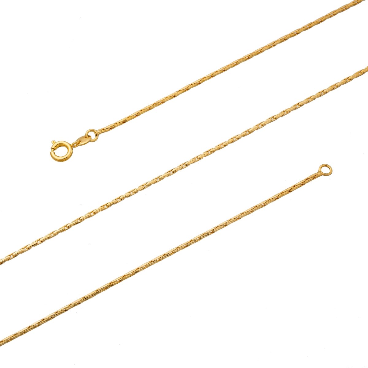 23.5 inch Boston Chain Necklace, 24K Gold Plated Finished Designed Chain Necklace, Dainty 0.8mm Designed Necklace w/ Spring Ring | CN-287 Clearance Pricing - DLUXCA