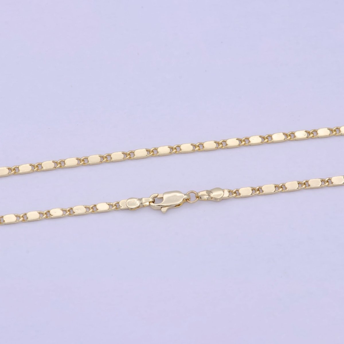 23.5 Inch Scroll Finished Chain, 14K Gold Filled Flat Link Chain, Dainty 2.4mm Unique Necklace with Lobster Clasps | WA-621 Clearance Pricing - DLUXCA