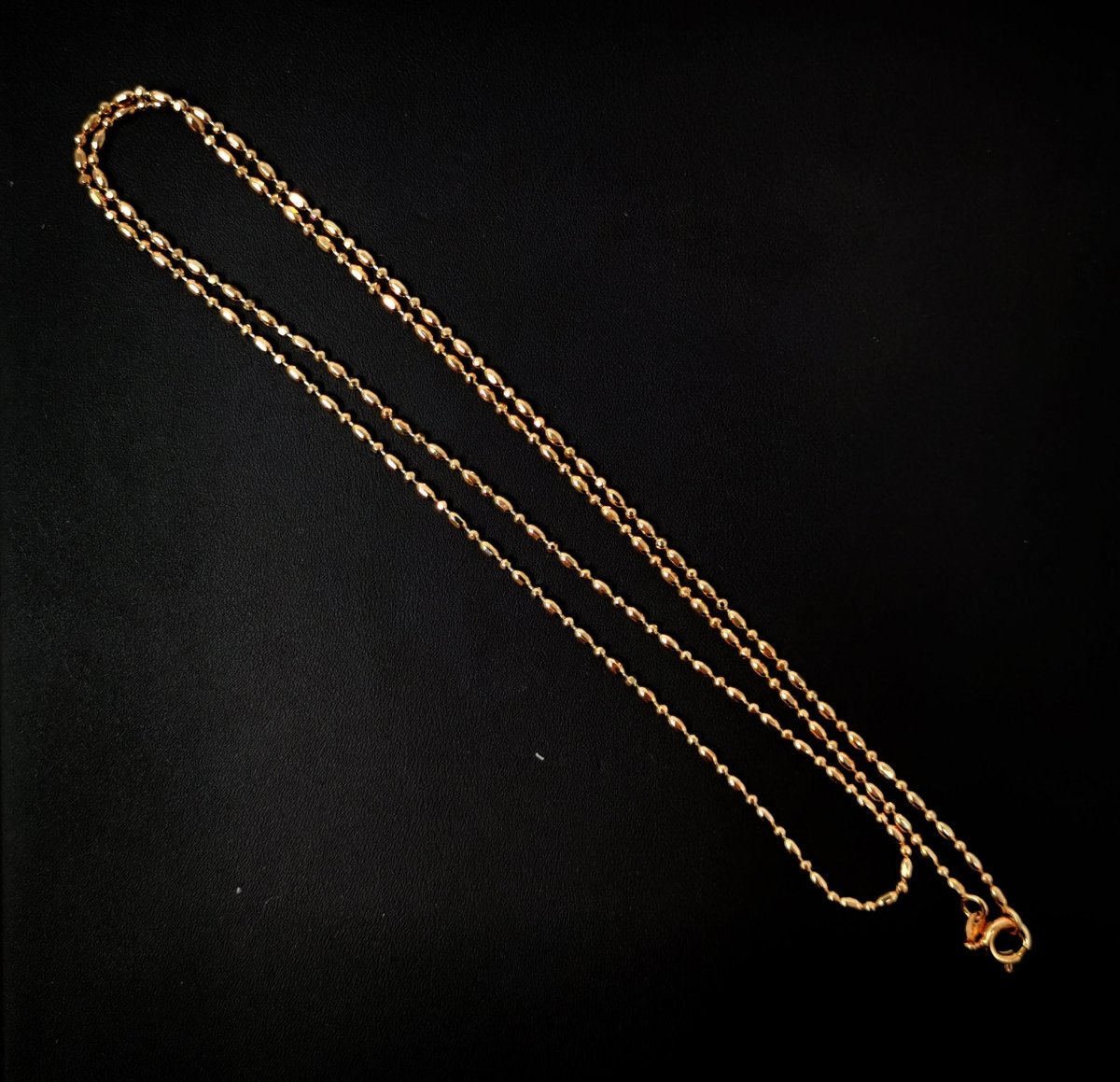 23.5'' Ready to Use 18K Gold Plated Bead Necklace Chain, Layering Beaded Chain Dainty Necklace, Perfect for Pendant Charm Necklace, Dainty 1,5mm Bead Necklace w/ Spring Ring | CN-407 Clearance Pricing - DLUXCA