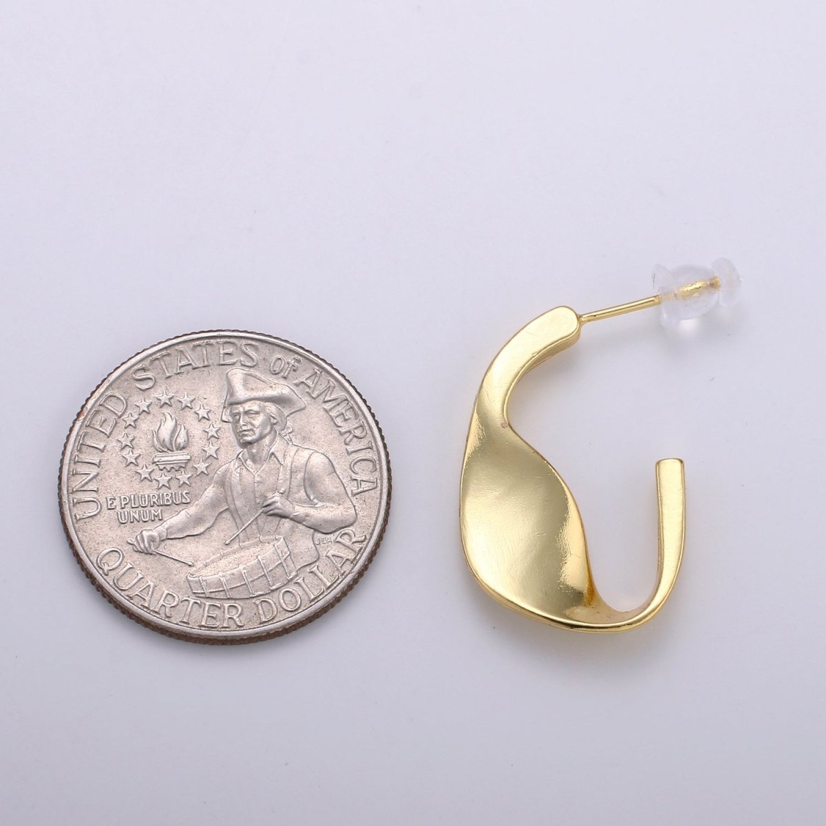 24.5 mm Plead Hook Hoops 14K Gold Plated, Weavy Gold Earrings for DIY Earring Craft Supply Jewelry Making Q-411 - DLUXCA