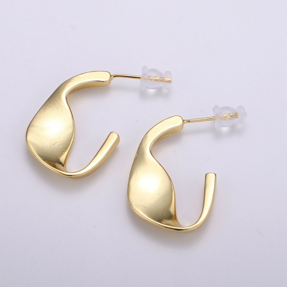 24.5 mm Plead Hook Hoops 14K Gold Plated, Weavy Gold Earrings for DIY Earring Craft Supply Jewelry Making Q-411 - DLUXCA