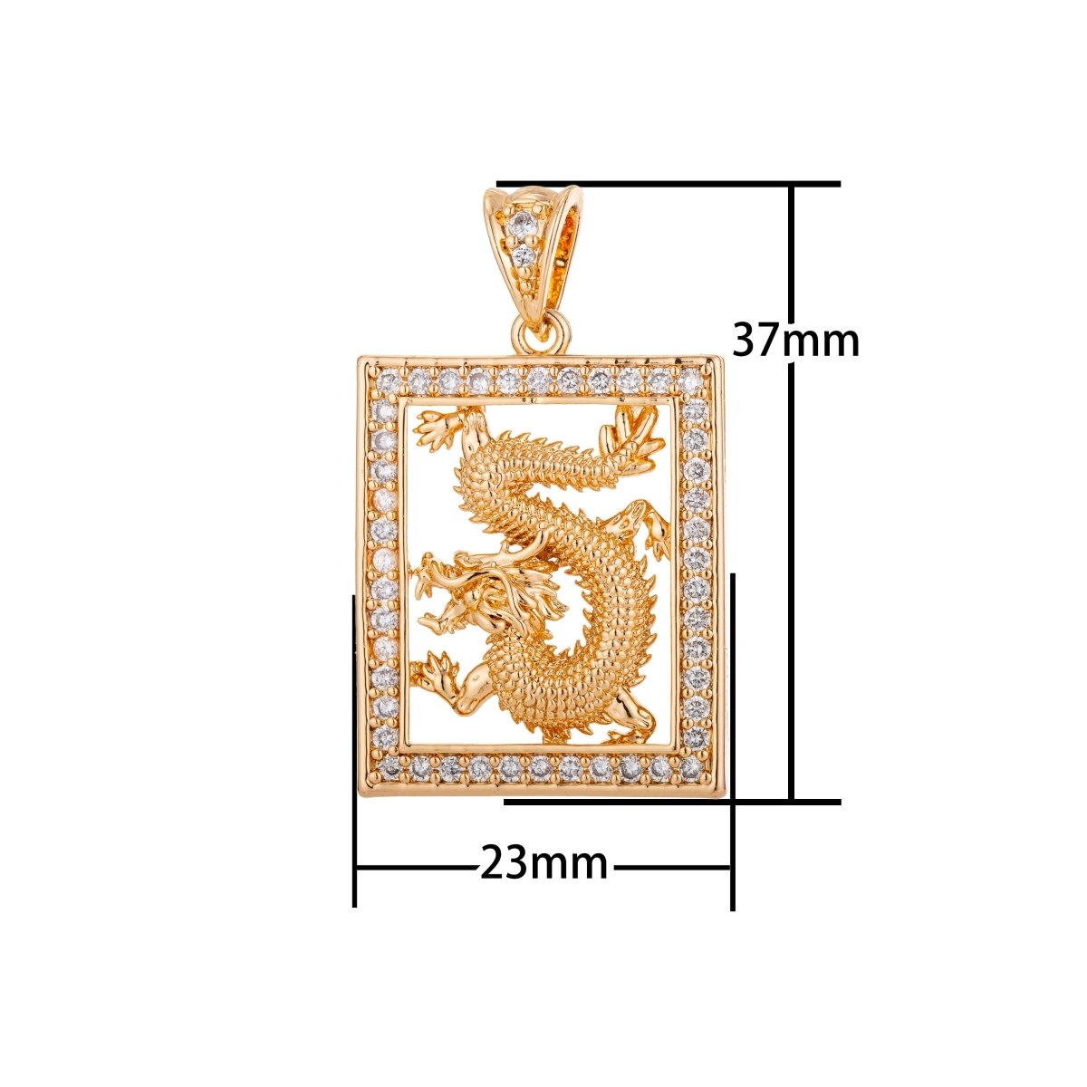24K 18K Gold Filled or Rose Gold Majestic Dragon Charm Pendant with Bails Magical Creature Fairy Tale Cubic Zirconia Necklace for Jewelry Making H-802 - DLUXCA