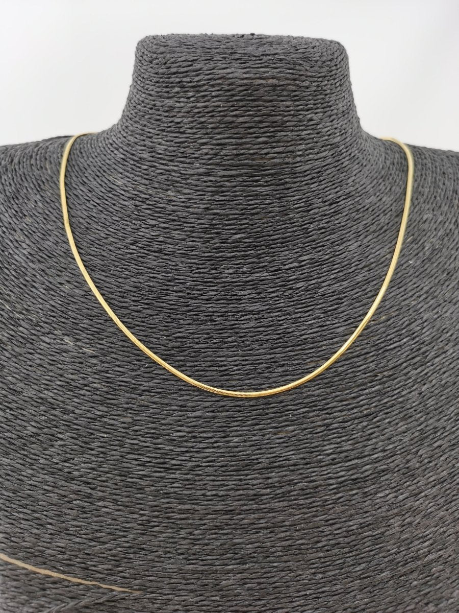 24K 23.5 inch Real Gold Plated Snake Cocoon Necklace Chain for Jewelry Necklace Making, 23 1/2 x 1/16 x 1/32 Inches, Cocoon Necklace w/ Spring Ring | CN-391 Clearance Pricing - DLUXCA