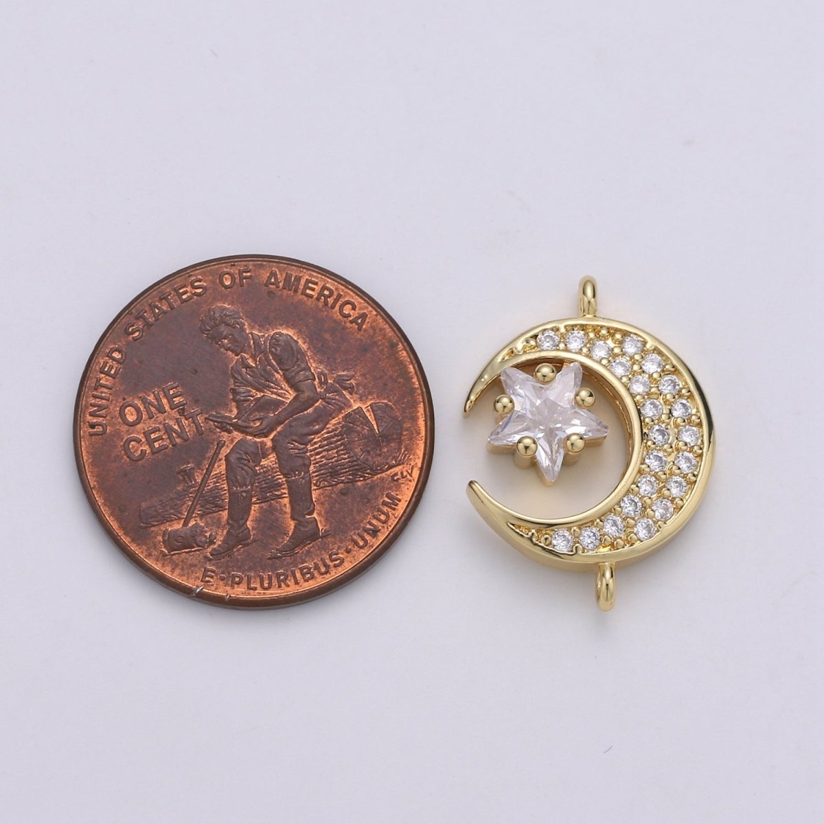 24K Dainty Gold Filled Celestial Moon and Star Connectors F-525 F-526 - DLUXCA