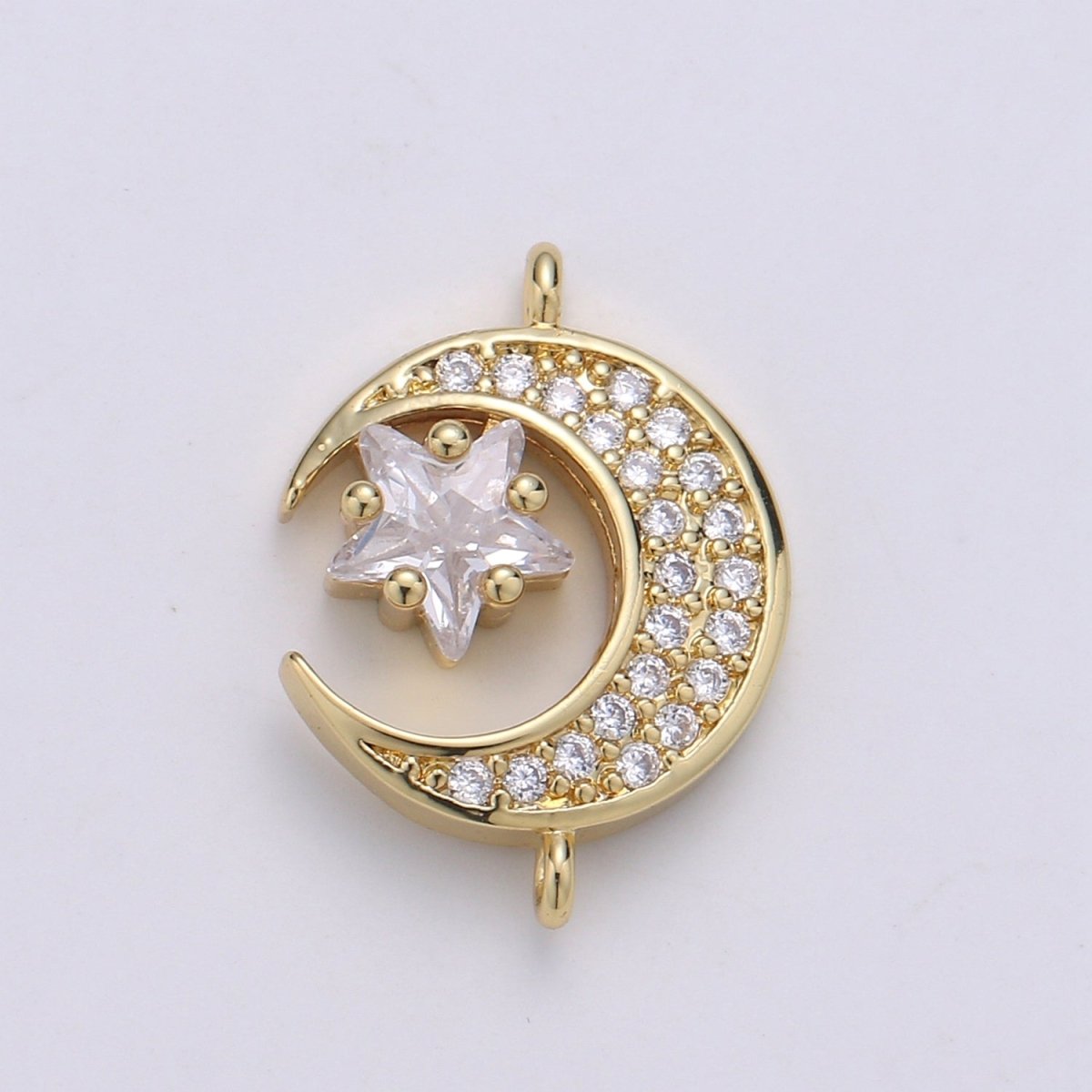 24K Dainty Gold Filled Celestial Moon and Star Connectors F-525 F-526 - DLUXCA