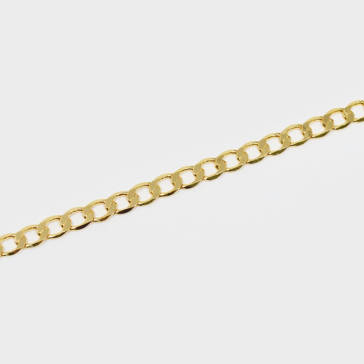 24K Flat Shiny Gold Filled 4.6X6.2mm Cuban CURB Chain by Yard, Unfinished Gold Chain for Bracelet Necklace Anklet Jewelry Making Supply | ROLL-430 Clearance Pricing - DLUXCA