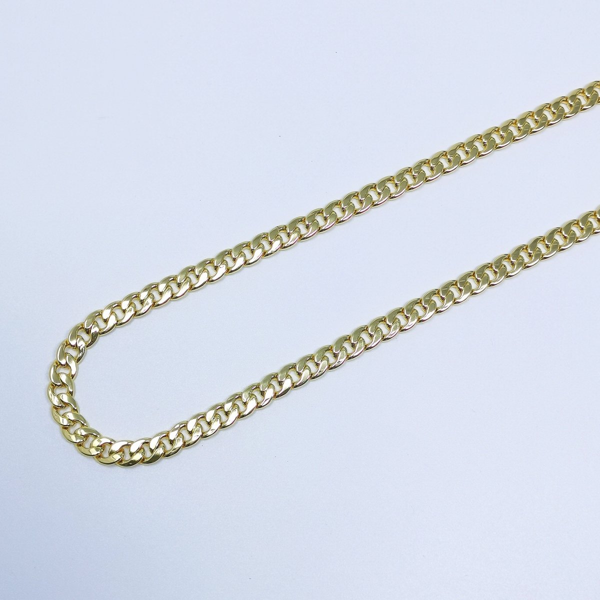 24K Gold 9.7mmx7mm Cuban Curb Chain by Yard, Cuban Curb Chain, Wholesale bulk Roll Chain for DIY Craft, Thickness 2.1mm | ROLL-389 Clearance Pricing - DLUXCA