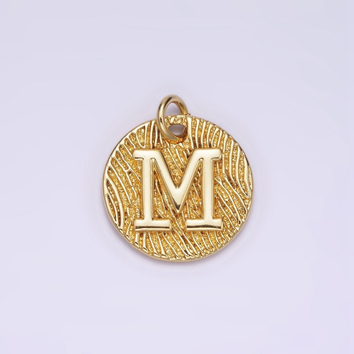 24K Gold Alphabet Charms, English Letter Pendants 15mm Initial Coin Pendants | A1144 - A1169 - DLUXCA