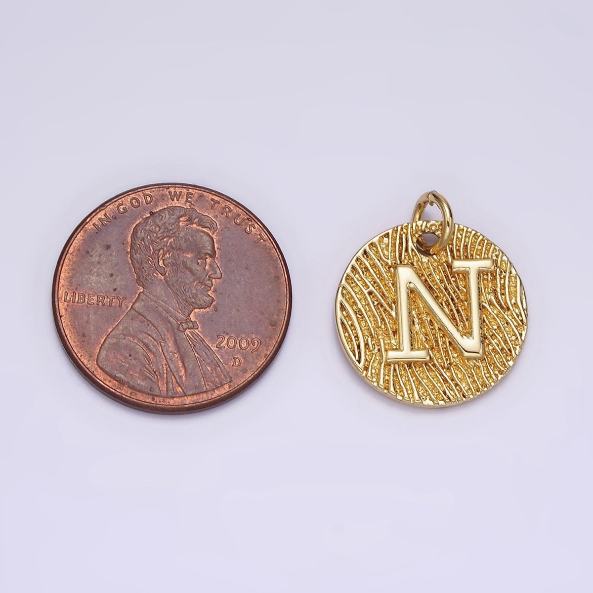 24K Gold Alphabet Charms, English Letter Pendants 15mm Initial Coin Pendants | A1144 - A1169 - DLUXCA