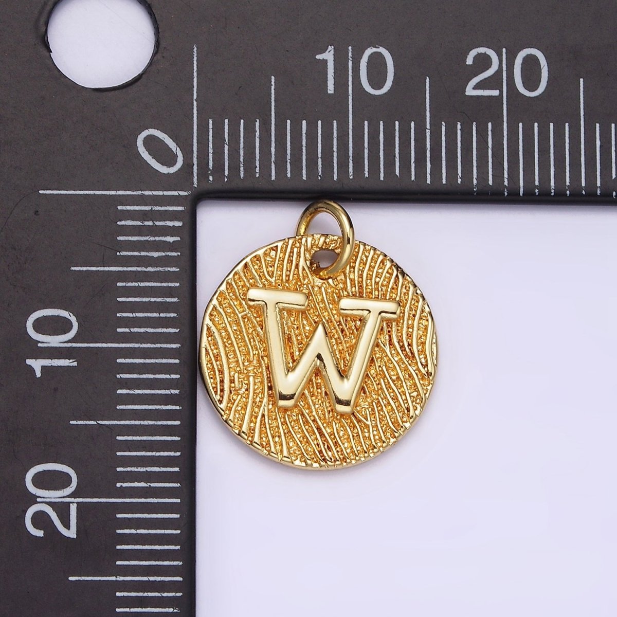 24K Gold Alphabet Charms, English Letter Pendants 15mm Initial Coin Pendants | A1144 - A1169 - DLUXCA