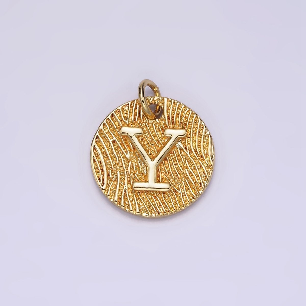 24K Gold Alphabet Charms, English Letter Pendants 15mm Initial Coin Pendants | A1144 - A1169 - DLUXCA