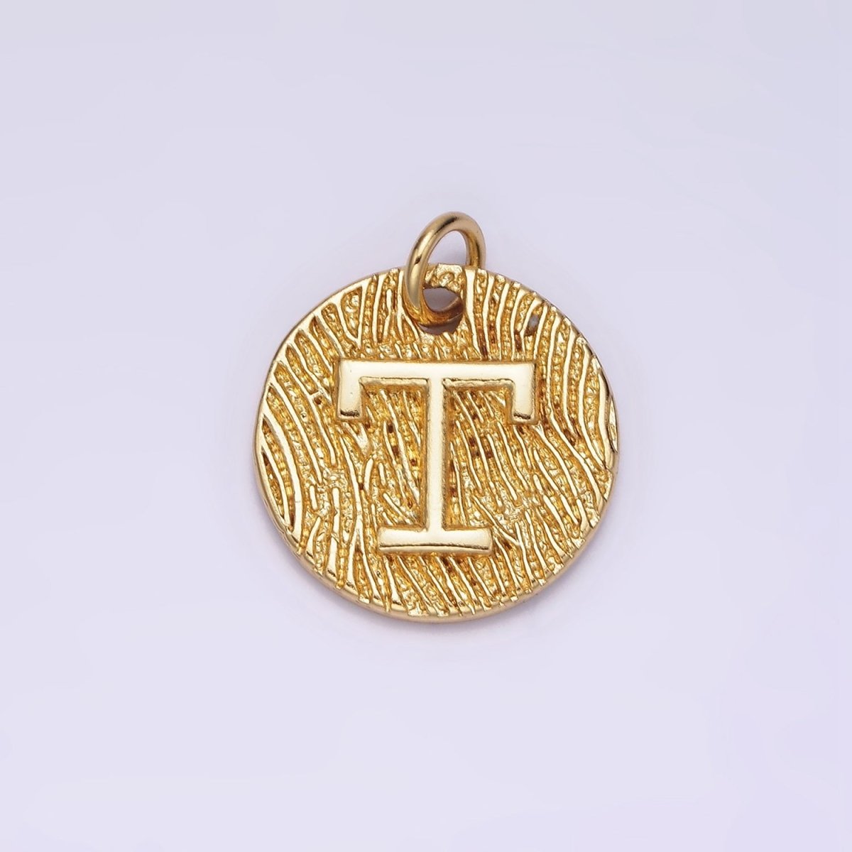 24K Gold Alphabet Charms, English Letter Pendants 15mm Initial Coin Pendants | A1144 - A1169 - DLUXCA