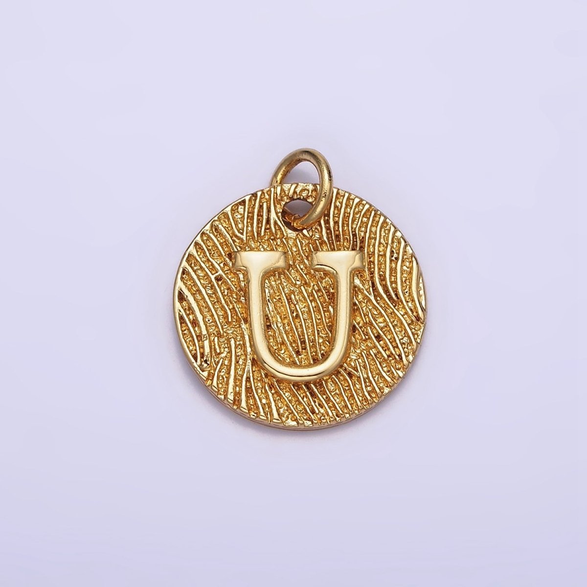 24K Gold Alphabet Charms, English Letter Pendants 15mm Initial Coin Pendants | A1144 - A1169 - DLUXCA