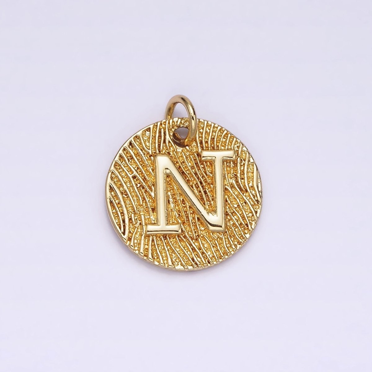 24K Gold Alphabet Charms, English Letter Pendants 15mm Initial Coin Pendants | A1144 - A1169 - DLUXCA