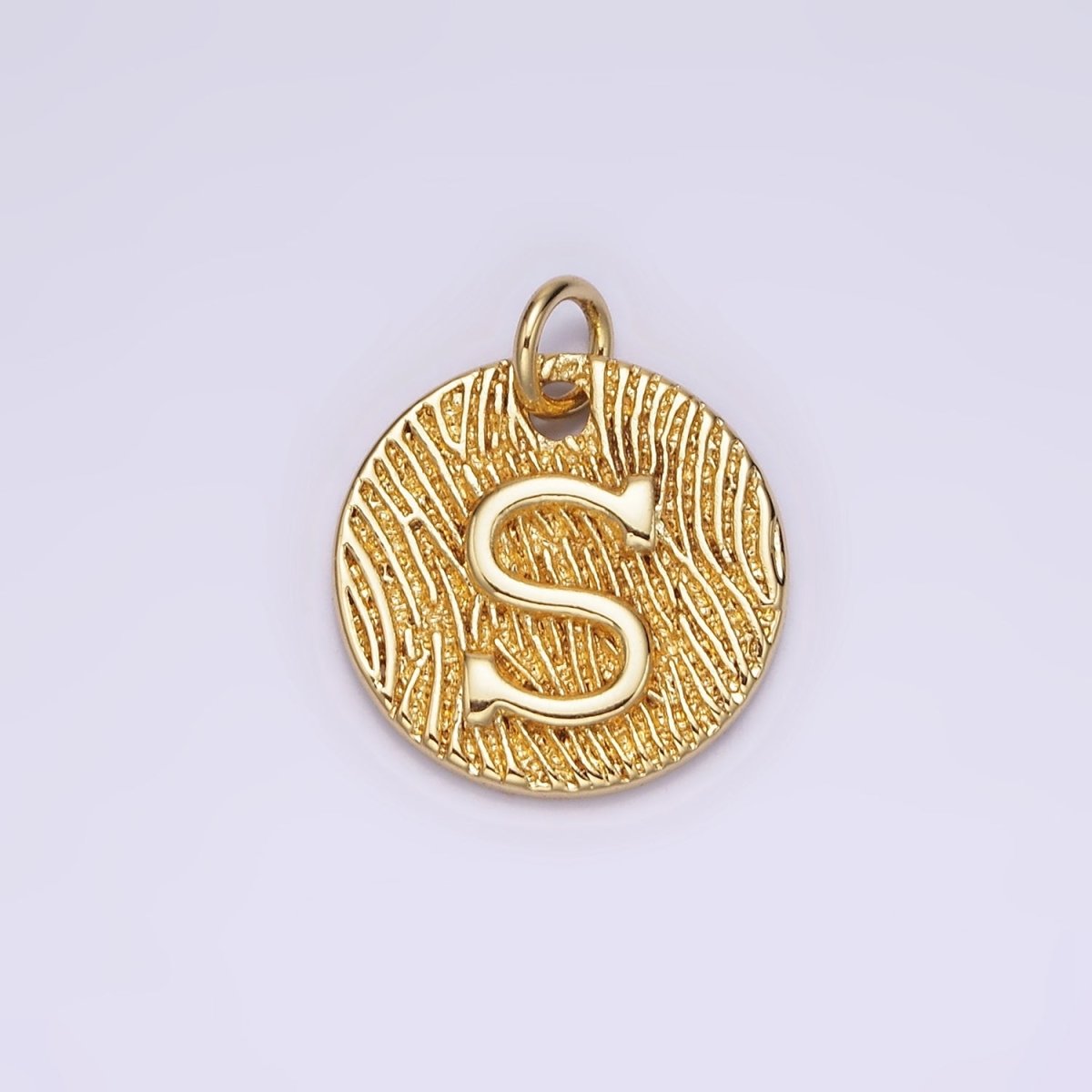 24K Gold Alphabet Charms, English Letter Pendants 15mm Initial Coin Pendants | A1144 - A1169 - DLUXCA