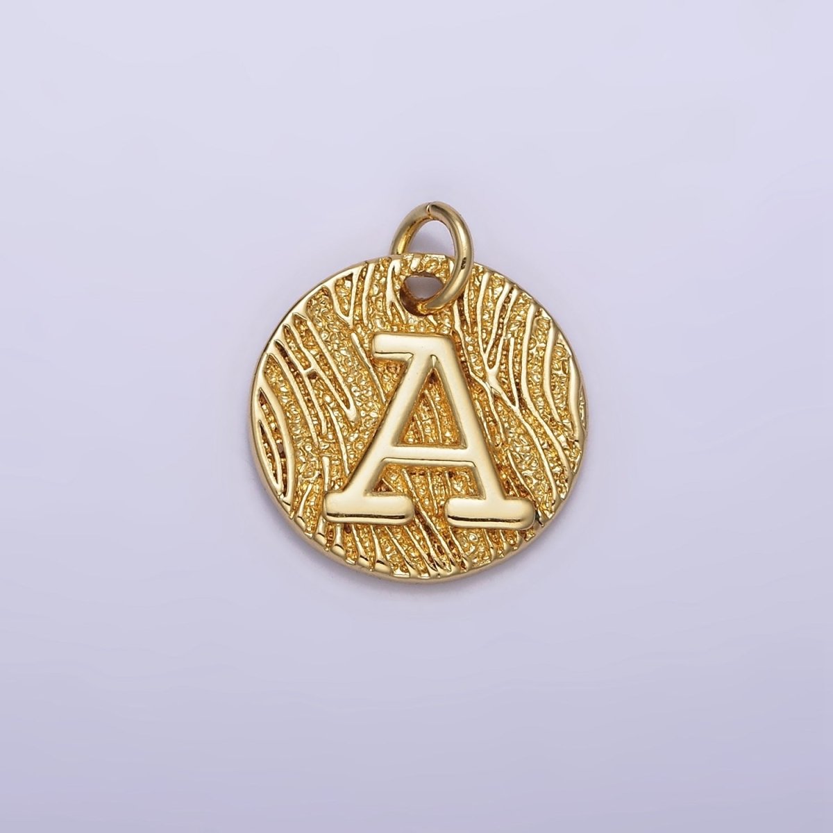 24K Gold Alphabet Charms, English Letter Pendants 15mm Initial Coin Pendants | A1144 - A1169 - DLUXCA