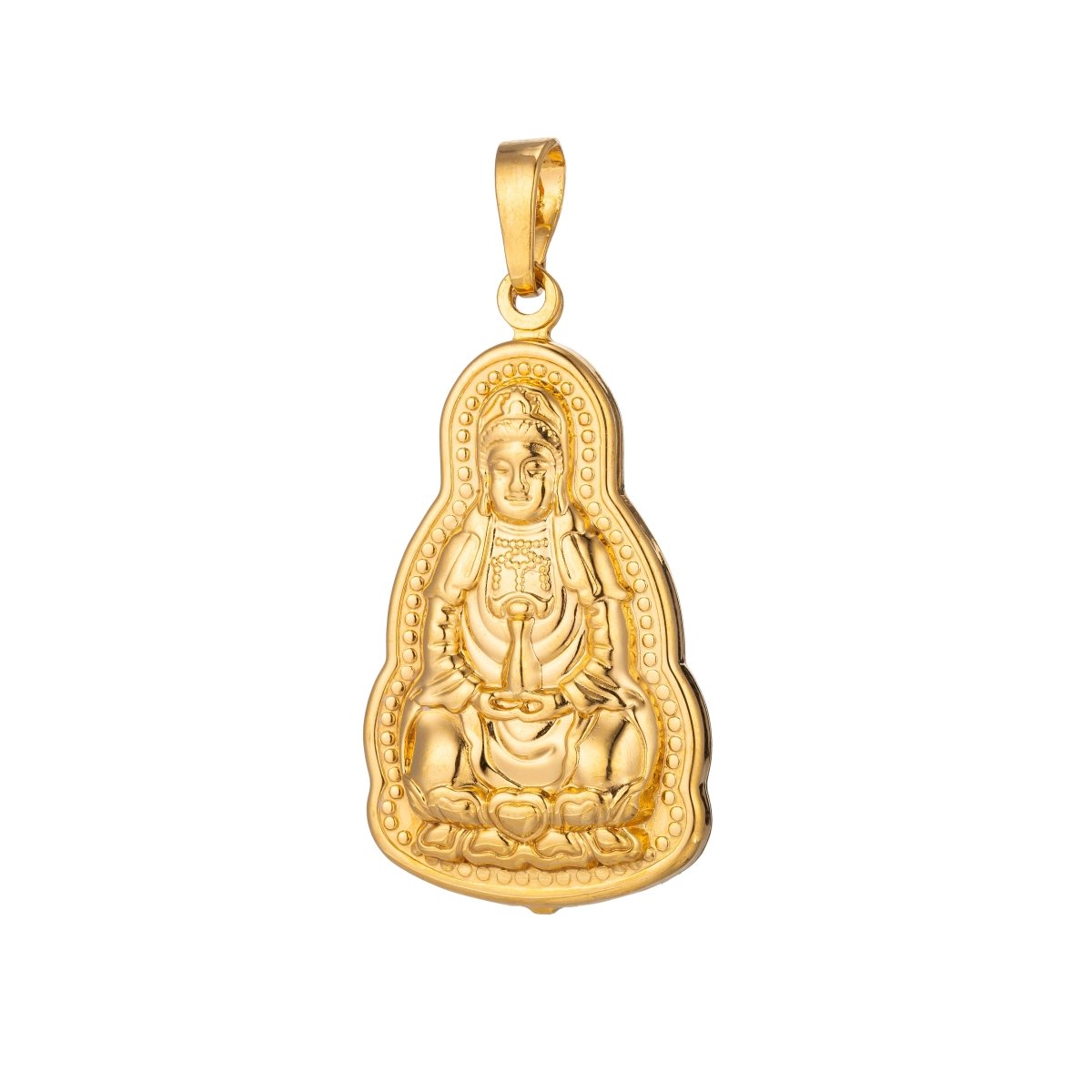 24K Gold Buddha, Golden Statue, Religious Gift, Peace, DIY Necklace Pendant Charm Bead Bails Findings for Jewelry Making H-477 - DLUXCA
