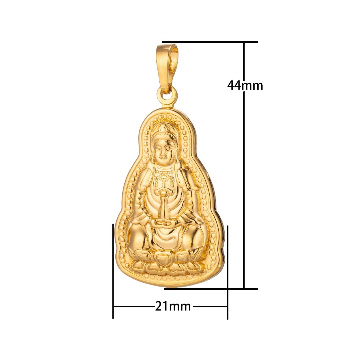 24K Gold Buddha, Golden Statue, Religious Gift, Peace, DIY Necklace Pendant Charm Bead Bails Findings for Jewelry Making H-477 - DLUXCA