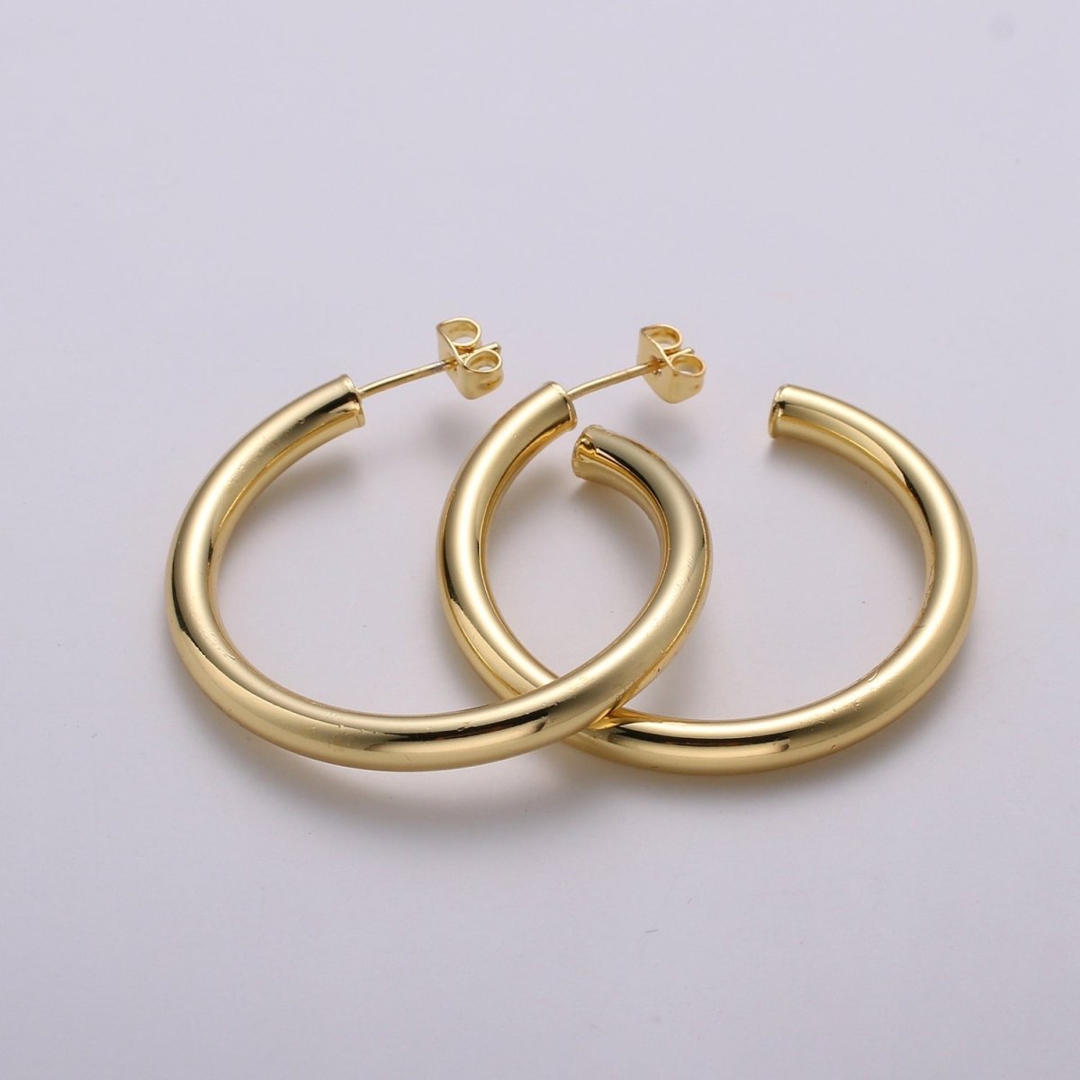 24k Gold Earrings, Hoop Earrings, Chunky Hoop, Tube Hoop Earring, Gift for Her, Earrings for Women, Everyday Wear Earrings Q-316 - DLUXCA