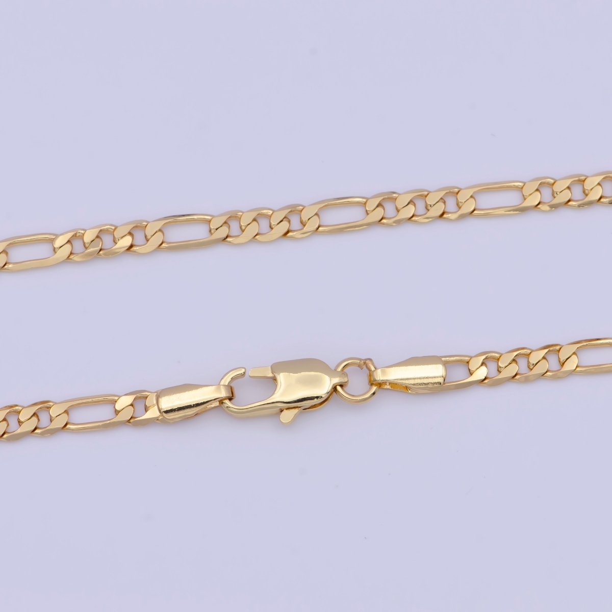 24K Gold Figaro Necklace • Minimalist Necklace Chain Unisex Figaro Chain • Figaro 18 Inch Chain Ready to Wear | WA-1144 Clearance Pricing - DLUXCA