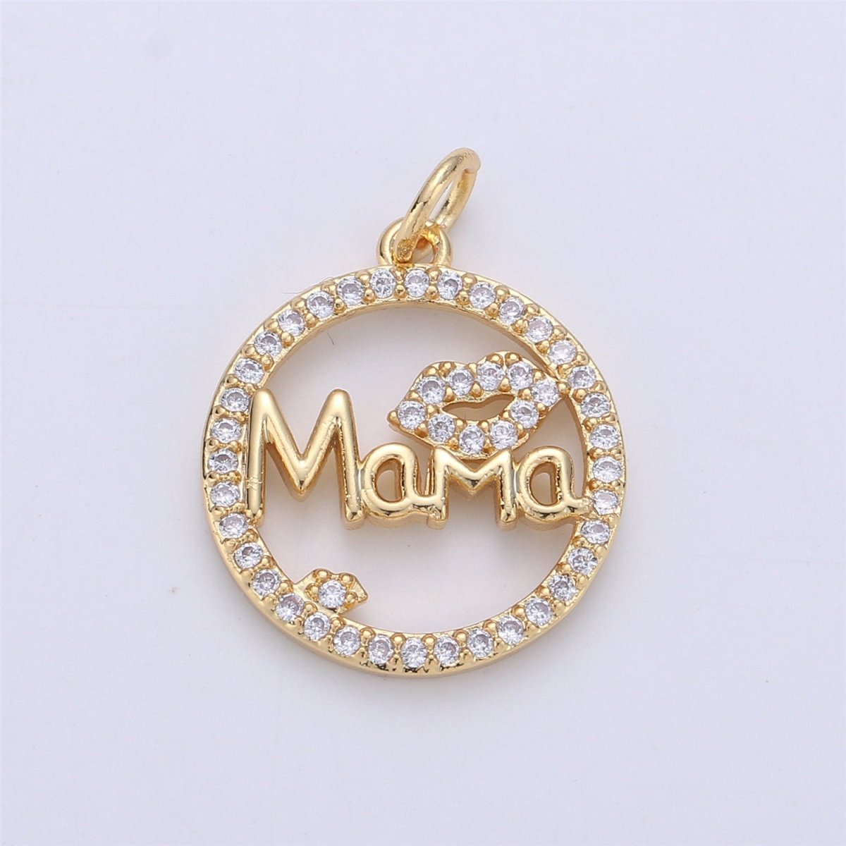 24k Gold Fill Micro Pave Mother Charm - Mama Necklace Charm - Mother Necklace Pendant - Mother's Day Gifts - Mama Letter Necklace Pendant I-563 - DLUXCA