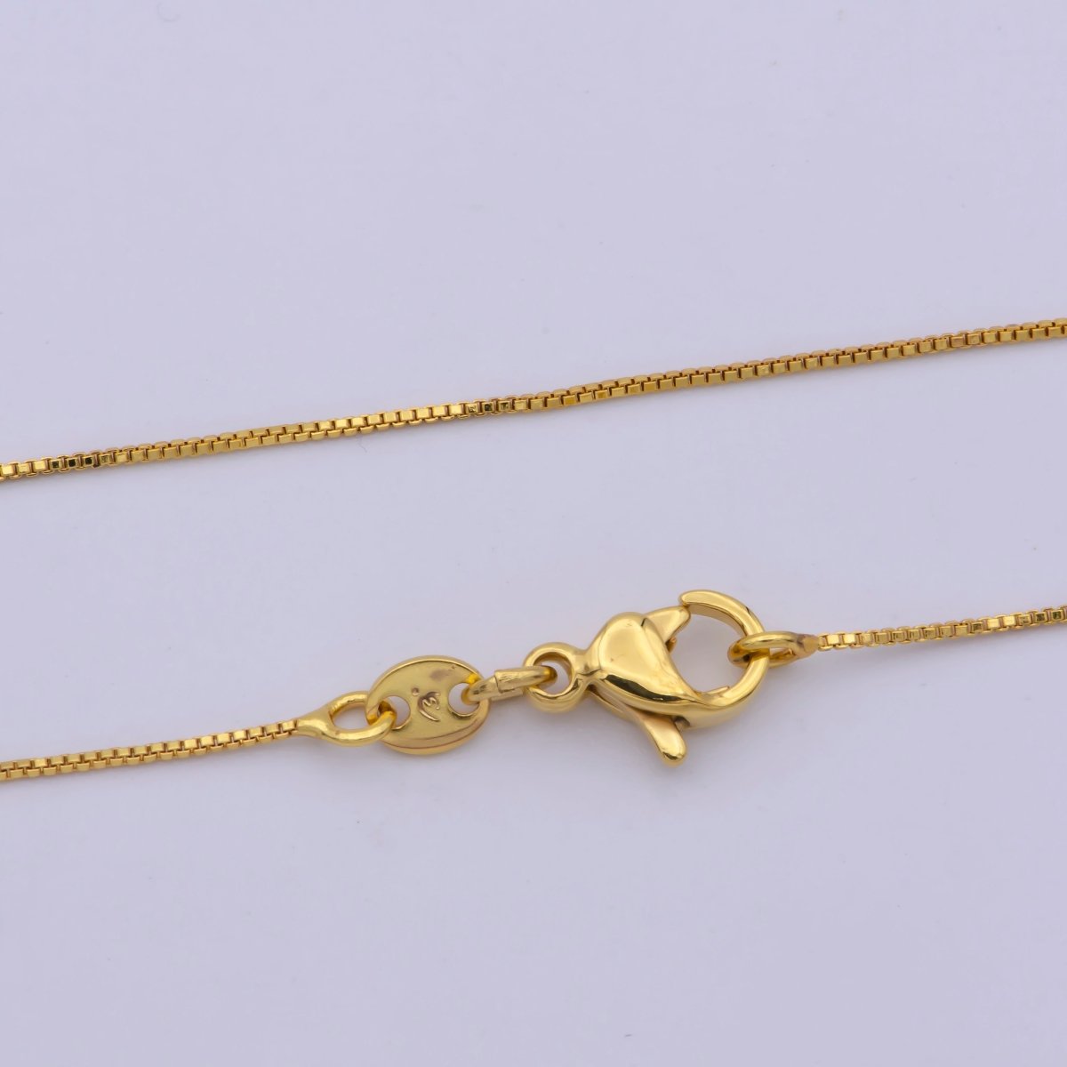 24K Gold Filled 0.5mm Dainty Box 18 Inch Layering Chain Necklace w. Lobster Clasps | WA-417 Clearance Pricing - DLUXCA