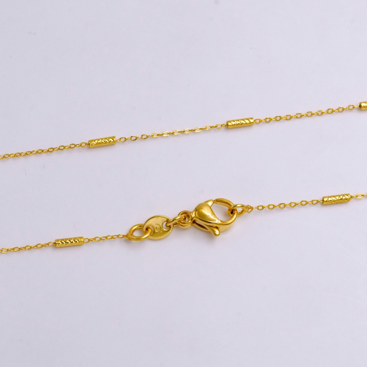 24K Gold Filled 0.6mm Dainty Artisan Tube Cable Satellite 17.5 Inch Layering Chain Necklace | WA-2210 Clearance Pricing - DLUXCA