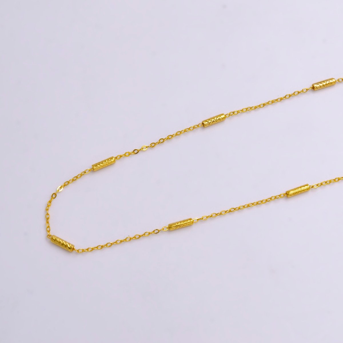 24K Gold Filled 0.6mm Dainty Artisan Tube Cable Satellite 17.5 Inch Layering Chain Necklace | WA-2210 Clearance Pricing - DLUXCA