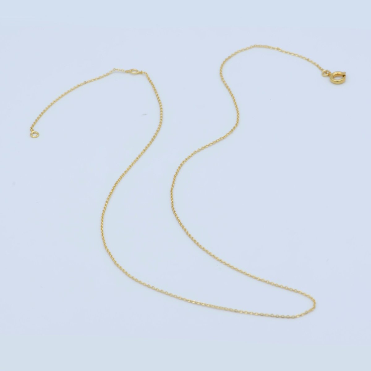 24K Gold Filled 0.7mm Dainty Cable Chain 18 Inch Necklace w. Extender | WA-187 Clearance Pricing - DLUXCA