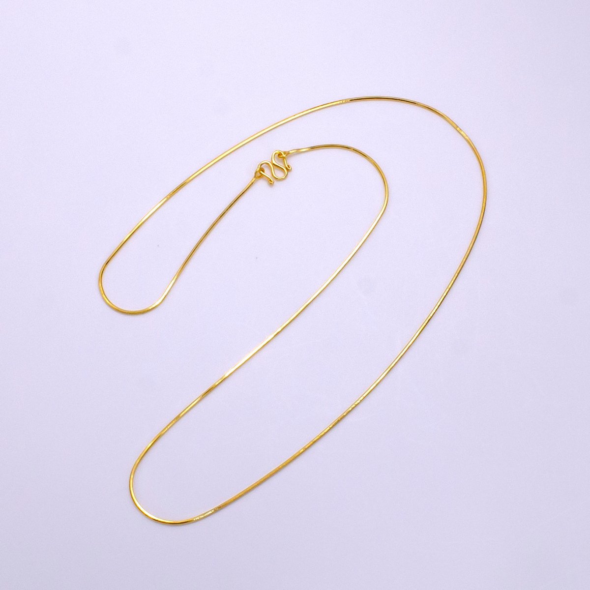 24K Gold Filled 0.7mm Dainty Snake 18 Inch Layering Chain Necklace w. S-Hook | WA-2331 Clearance Pricing - DLUXCA