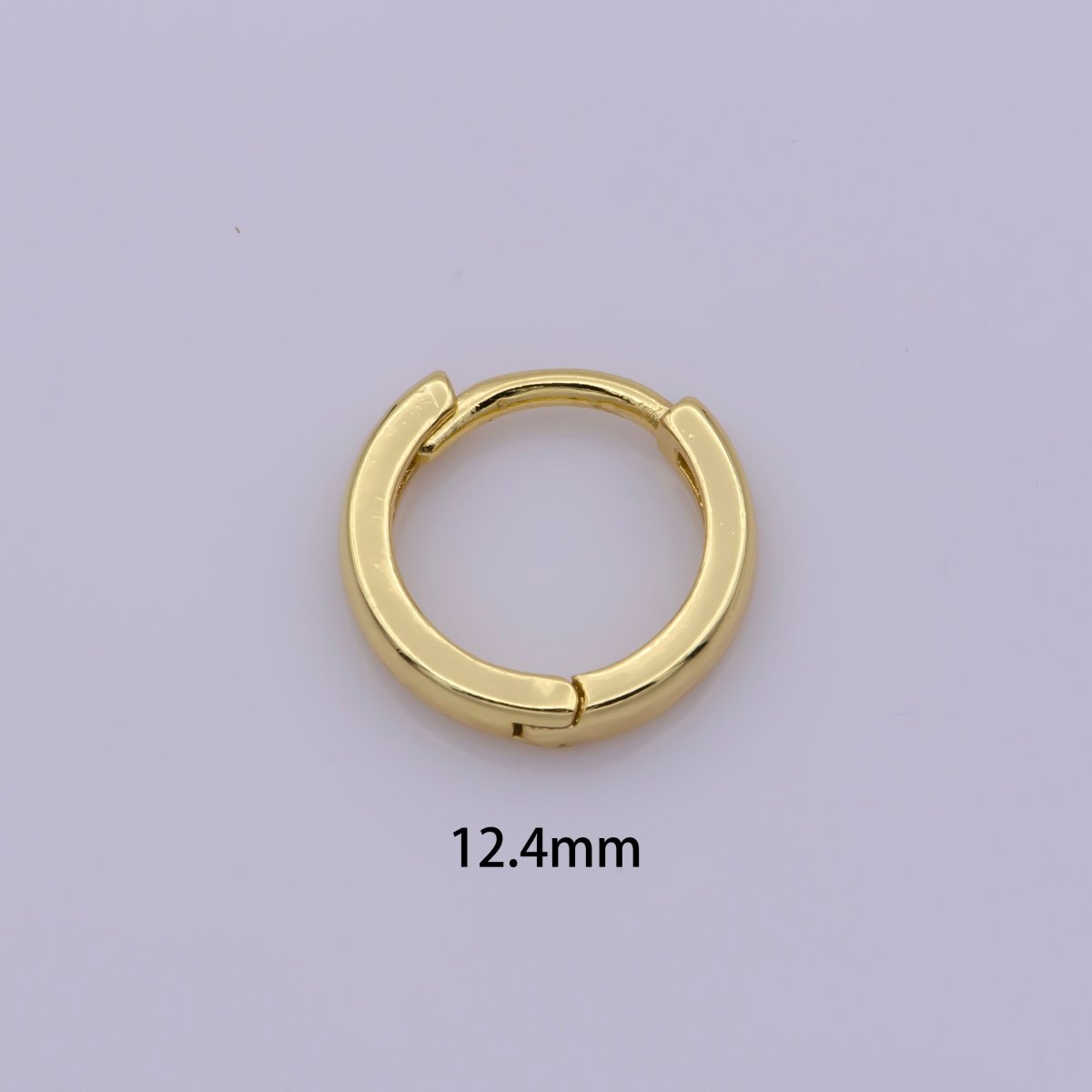 24K Gold Filled 12.4mm Minimalist Flat Huggie Hoop Earrings | Leo-563 - DLUXCA