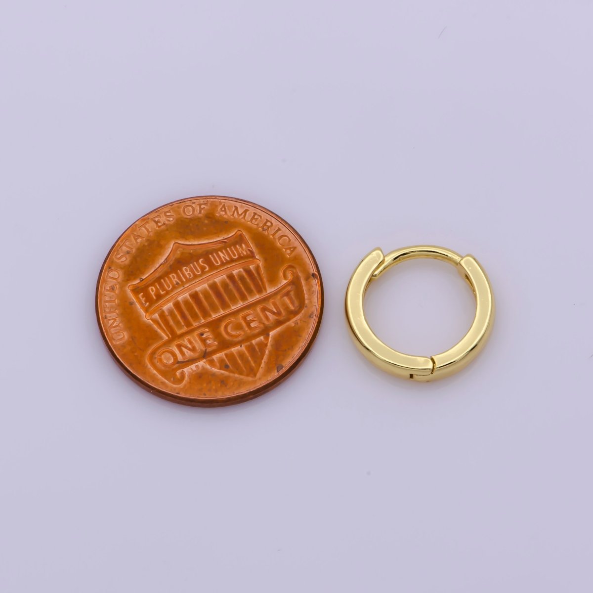 24K Gold Filled 12.4mm Minimalist Flat Huggie Hoop Earrings | Leo-563 - DLUXCA