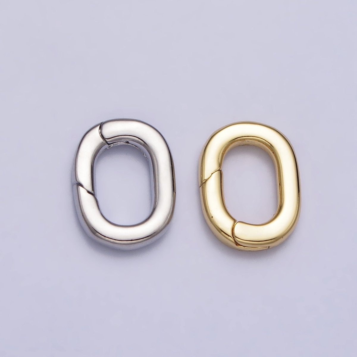 24K Gold Filled 12.5mm Oval Oblong Push Gate Spring Ring Enhancer Closure Supply in Gold & Silver | Z-117 Z-118 - DLUXCA