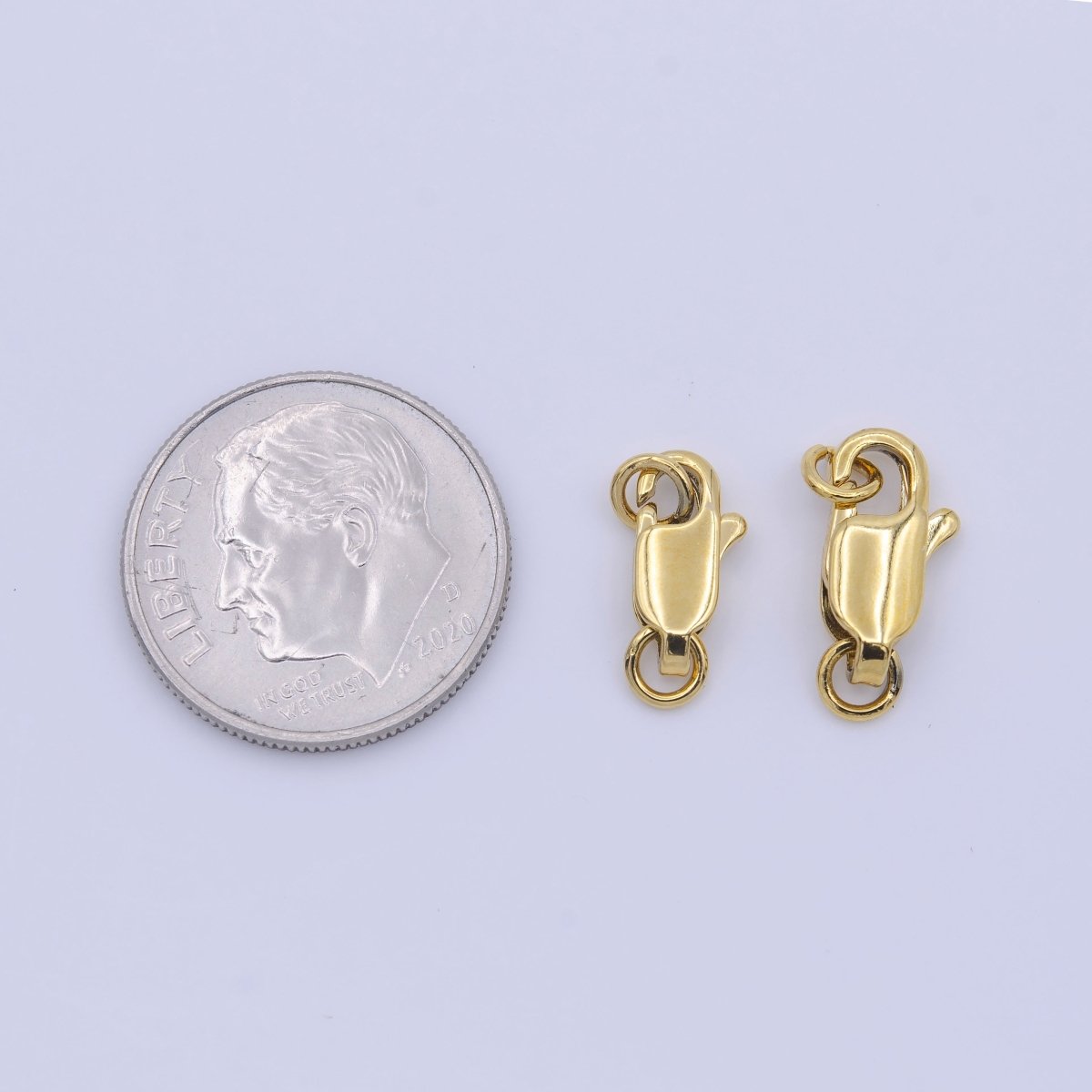 24K Gold Filled 12mm, 10mm Lobster Clasps Claw Closure Jewelry Supply in Gold & Silver | K-299 - K-302 - DLUXCA
