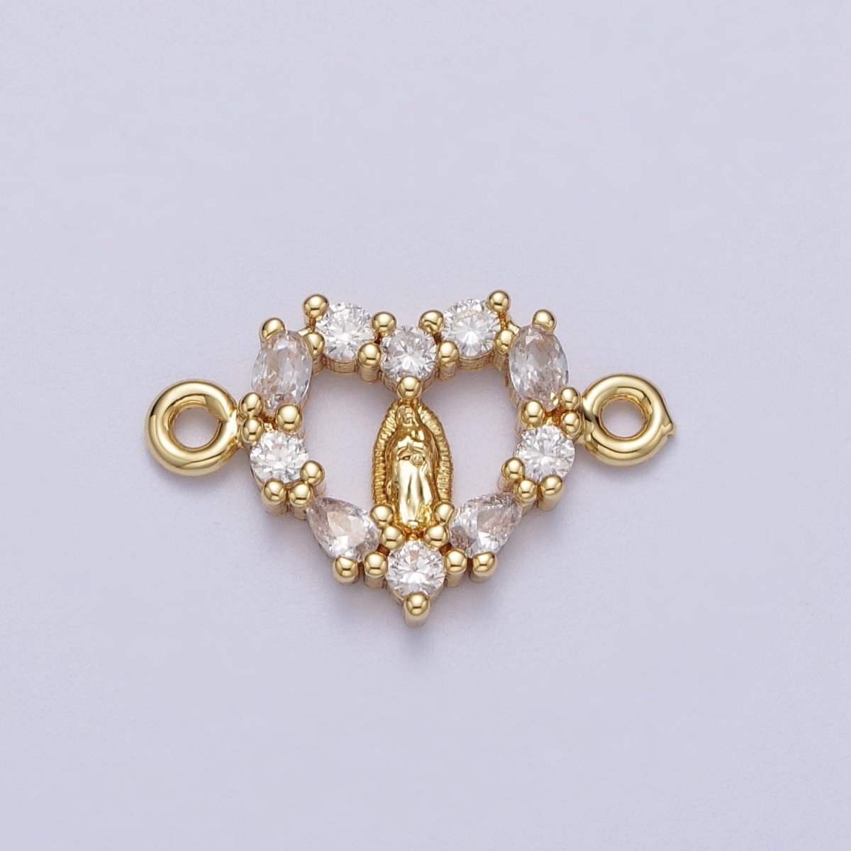 24K Gold Filled 12mm / 21mm Mother Virgin Mary Cubic Zirconia Connector Link F-240 Y-637 - DLUXCA