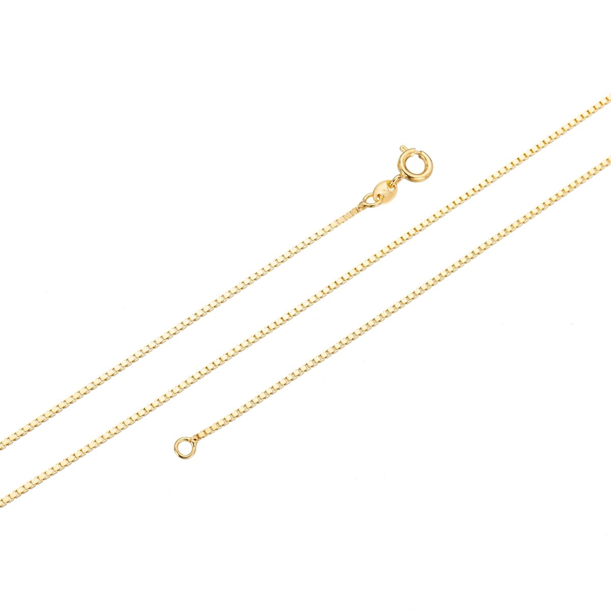 24K Gold Filled 1.2mm Dainty Box 20 Inch Layering Chain Necklace | WA-215 Clearance Pricing - DLUXCA